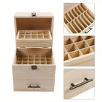 Caixa de Almacenamiento de Aceites Esenciales de Madera de 3 Capas, Caja con 59 Compartimentos para Aceites Esenciales, Contenedor de Madera para Esmalte de Uñas y Aceites Aromáticos, Caja con 59 Agujeros que Sostiene Botellas de 15 ml y 10 ml