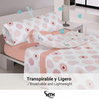 Juego de Sábanas 3 Piezas Estampadas Microfibra – Sábana Bajera Ajustable + Sábana Encimera + Funda Almohada, Suave y Antiárrugas, Cama 90 105 135 150 180, Poliéster microfibra