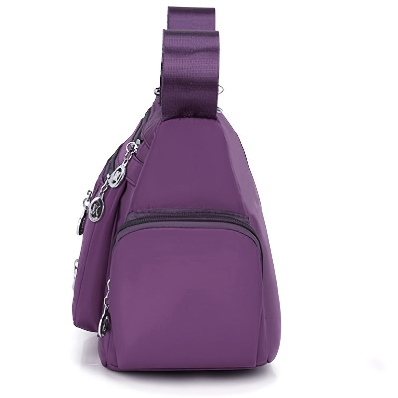 Lingzhikang Bolso Bandolera Unisex Casual - un Bolso de Hombro Espacioso con Múltiples Bolsillos y Correas Ajustables, Hecho de Forro Ligero y Duradero. La Versión Negra Presenta Detalles de Borlas