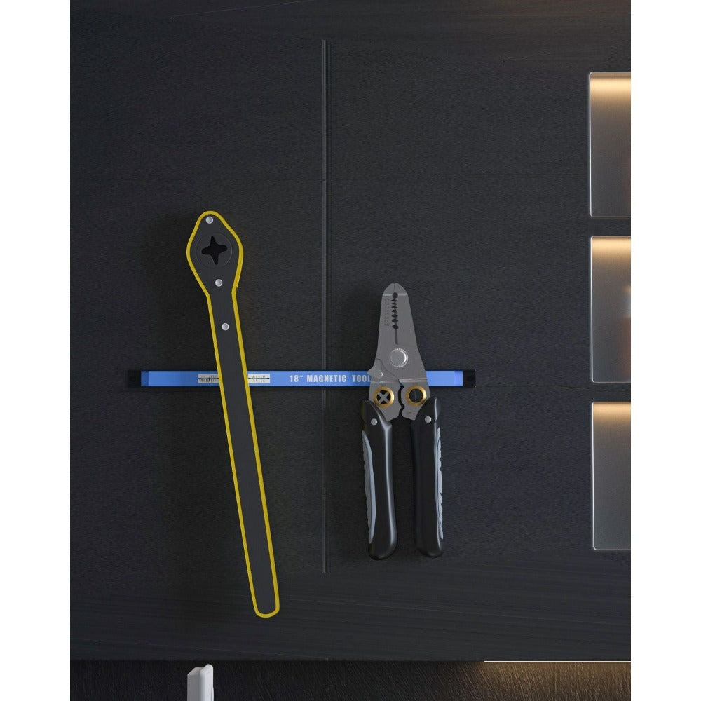 Juego de 3 Tiras Magnéticas para Herramientas - Dimensiones Totales 45.5 x 2.3 x 1.3 cm - Superficie Magnética 40 x 1.8 cm - Tira Magnética para Herramientas de Taladro, Montaje en Pared con Accesorios, Solución de Almacenamiento