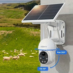 Cámara de seguridad solar solar XIAOVV P6 1080P inalámbrica para exterior 4G, vista PTZ 360°, visión nocturna a todo color, detección de movimiento, detección humana, audio bidireccional, notificación de alarma, compatible con red de 2.4GHz, para segurida