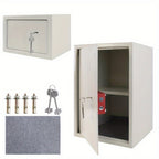 Caja Fuerte para Muebles con Doble Candado de Pestaña, Puerta Colgante de Acero, 2 Llaves, para Caravanas, Armarios y Gabinetes de Oficina, Color Plateado, Tamaño S 31 x 20 x 20 cm / XL 35 x 31 x 50 cm