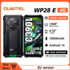 OUKITEL WP28E (2024) Móvil - 16GB RAM+64GB ROM (TF 1TB) Teléfono Movil Android 14 10600mAh, Movil 6.52 HD Pulgadas, Cámara 13MP+ 5MP, 4G Dual SIM/OTG/IP68/IP69K/GPS/NFC