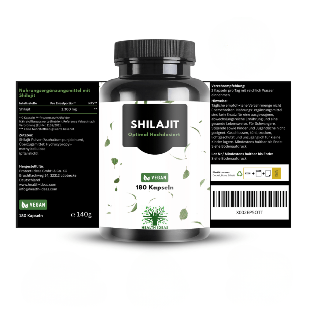 Cápsulas de Shilajit con Ácido Húmico y Minerales Traza – 1300 Mg por Dosis – 180 Cápsulas Veganas – Suplemento de Mumijo Shilajit para Adultos