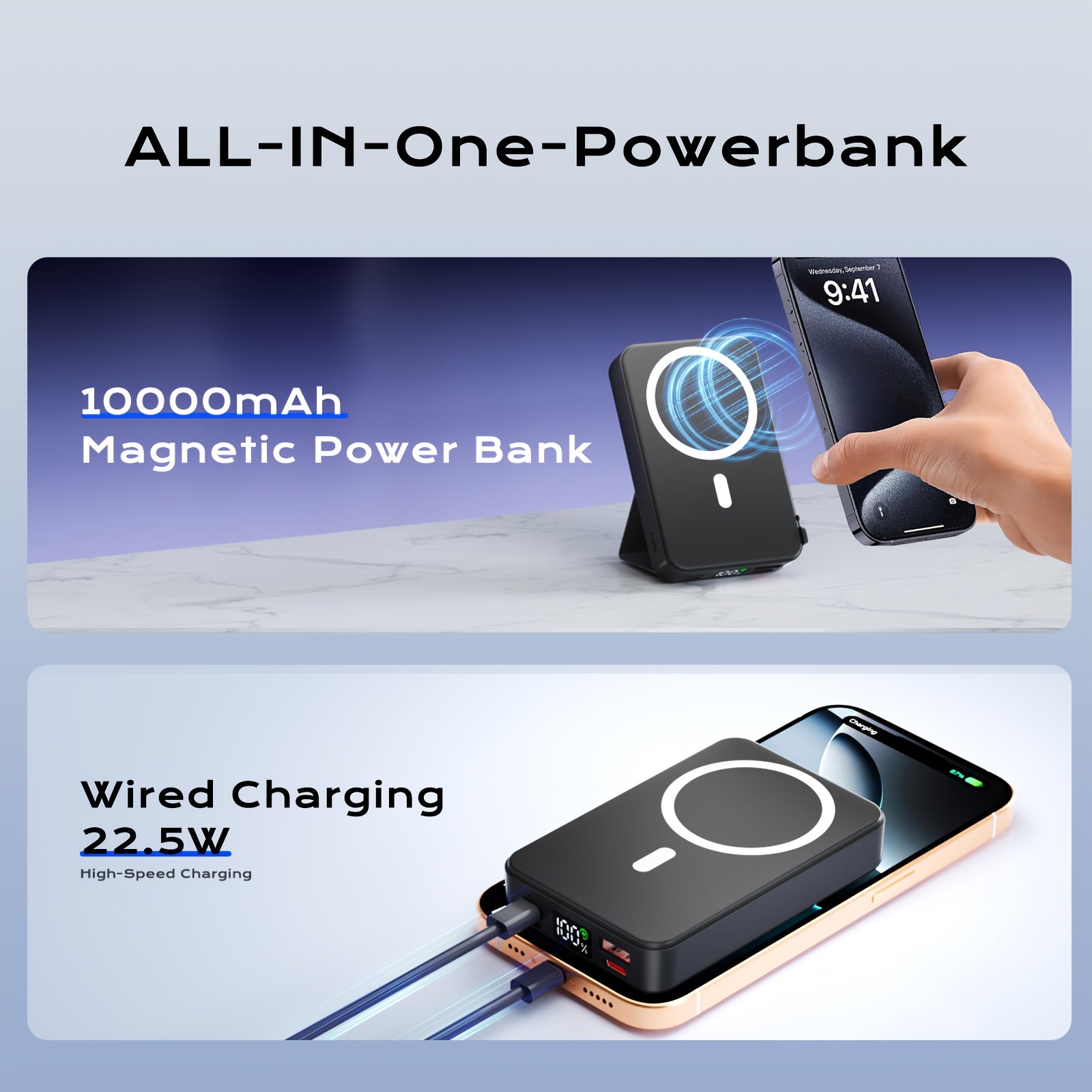 Power bank para carga durante viajes y uso diario | 10000mAh y Plegable