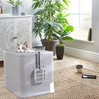 Caja de arena cerrada para gatos, cajas de arena con entrada frontal y salida superior, bandeja de arena extraíble con masajeador, pala para arena, para gatitos, diseño desmontable