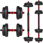 Mancuernas ajustables de 10/15/20/30/40 kg, juego de pesas multiusos con barras rectas y mangos antideslizantes, pesas ajustables para culturismo y fitness en el gimnasio en casa.
