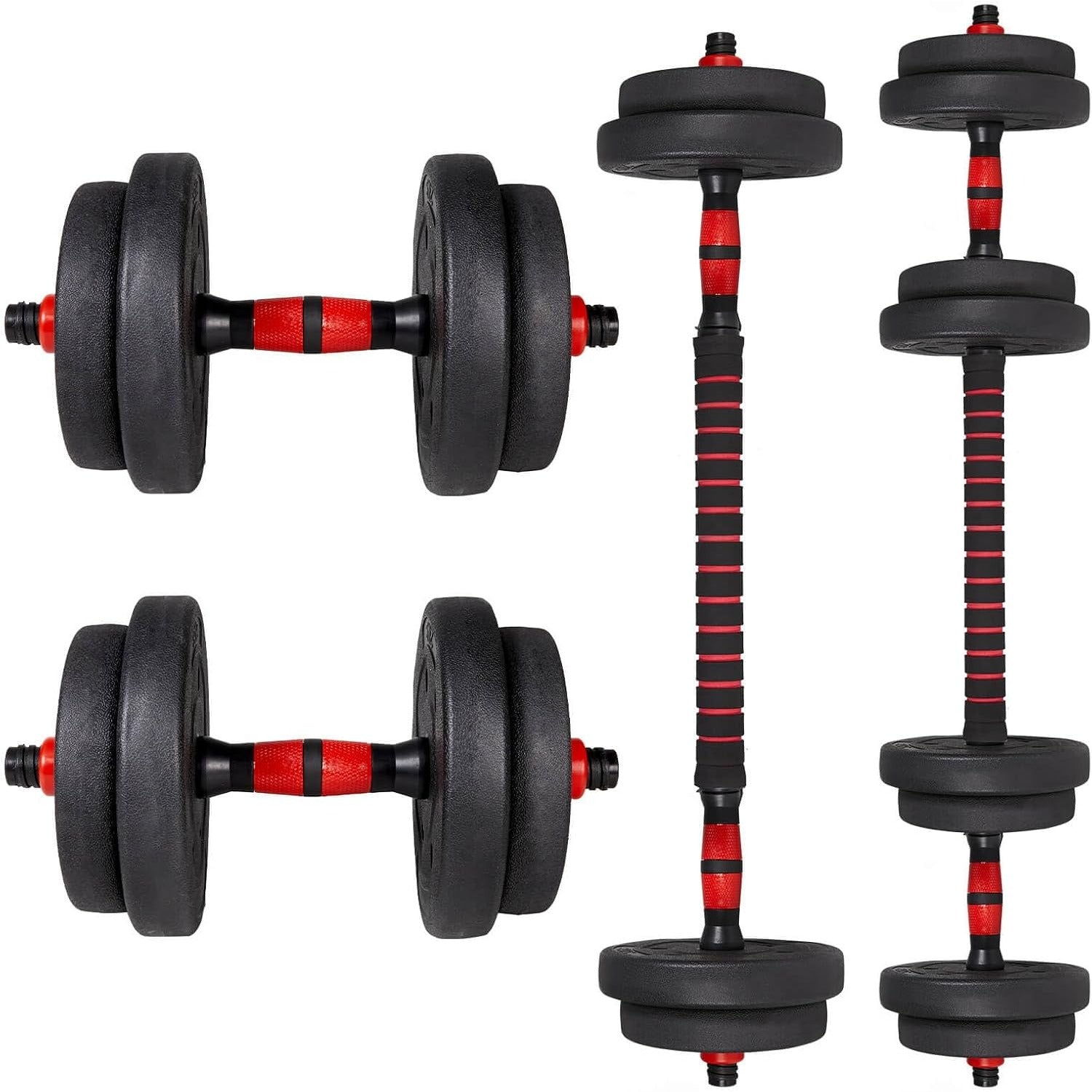 Mancuernas ajustables de 10/15/20/30/40 kg, juego de pesas multiusos con barras rectas y mangos antideslizantes, pesas ajustables para culturismo y fitness en el gimnasio en casa.