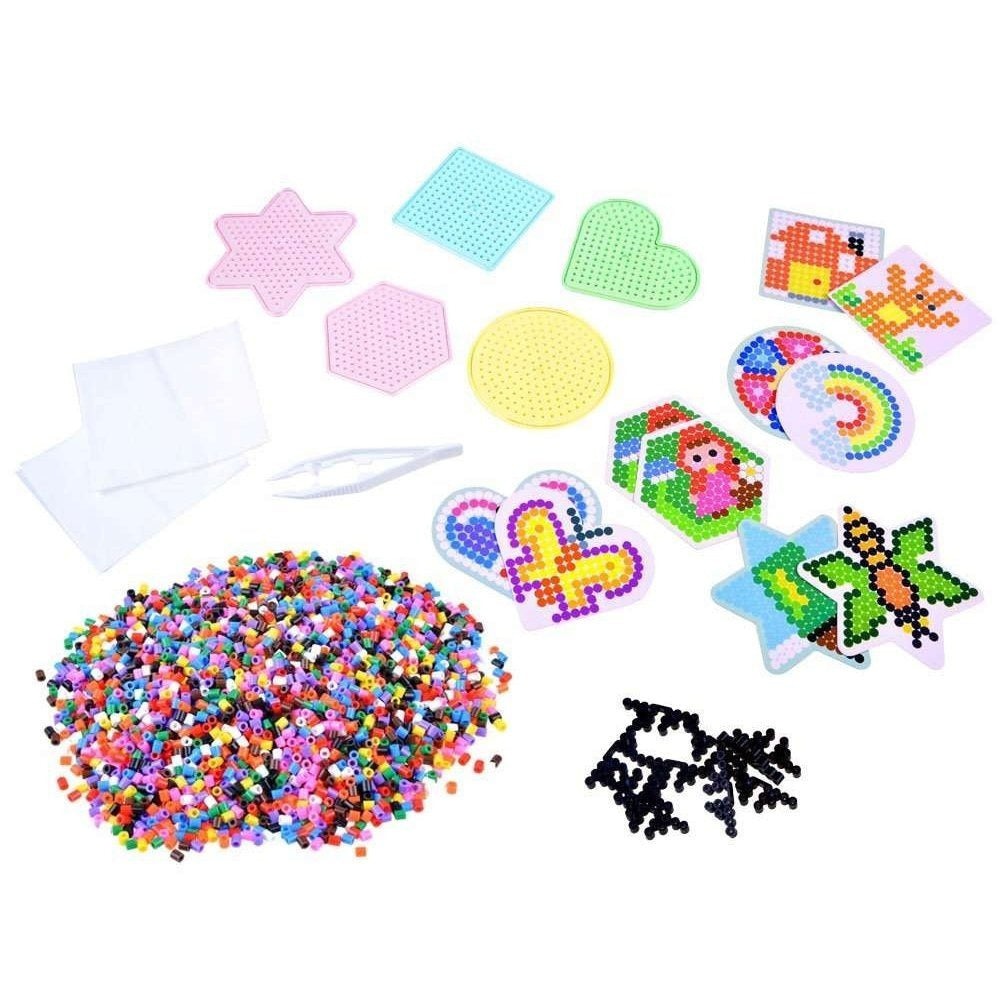 Set Creativo para Proyectos Térmicos para Adultos 5000 Perlas 5 Mm | Set de Plantillas de Formas + 10 Soportes + Pinzas + Papel para Moldear | Cubo Grande para Organización | Ideal para Decoración DIY, Manualidades, Creación de Adornos, Joyería y Proyecto