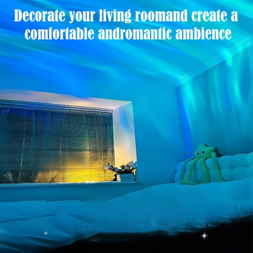 Proyector de luz ambiental | Proyector de aurora boreal LED de 16 colores, luz de noche inalámbrica multicolor, lámpara proyector, con batería