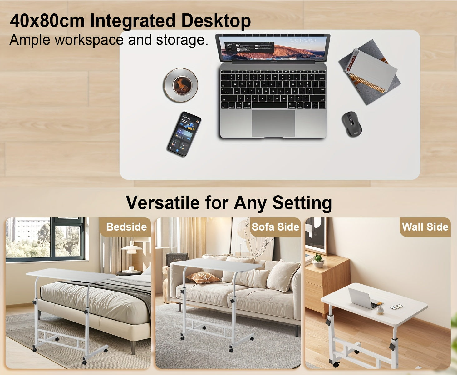 Escritorio para teletrabajo y estudio | 59.94 cm y 88.9 cm y ajustable