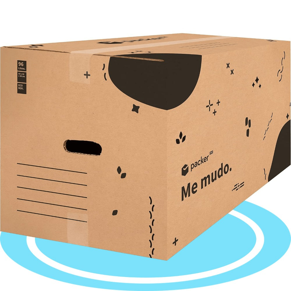 Caja Cartón para Mudanzas y Almacenaje Ultra Resistentes con Asas, Cartón Resistente de Máxima Durabilidad, Tamaño Ideal para Mudanzas y Almacenaje de Libros, Objetos y Ropa, Asas Laterales para Manejo Fácil y Seguro - packer PRO