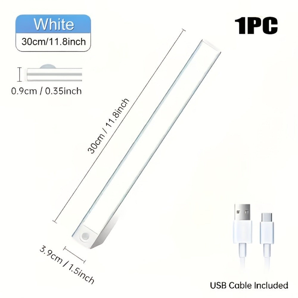 1/2 piezas Luces LED Bajo Gabinete - Carcasa Blanca, Recargable, 3 Colores Regulables, Sensor de Movimiento PIR Humano, 3 Modos de Iluminación, Adhesivo Magnético, Funciona con Batería, Iluminación Portátil de Cocina para Armarios, Encimeras y Estantes, I