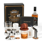 Kit Ahumador de Whisky con Antorcha - 6 Sabores de Leña en Chip, 2 Vasos, 2 Moldes de Hielo - Kit Infusor Ahumador de Cocktail, Kit Ahumador de Bebidas Old Fashioned, Regalos de Cumpleaños de Bourbon Whisky para Hombres, Papá (NO Butano)
