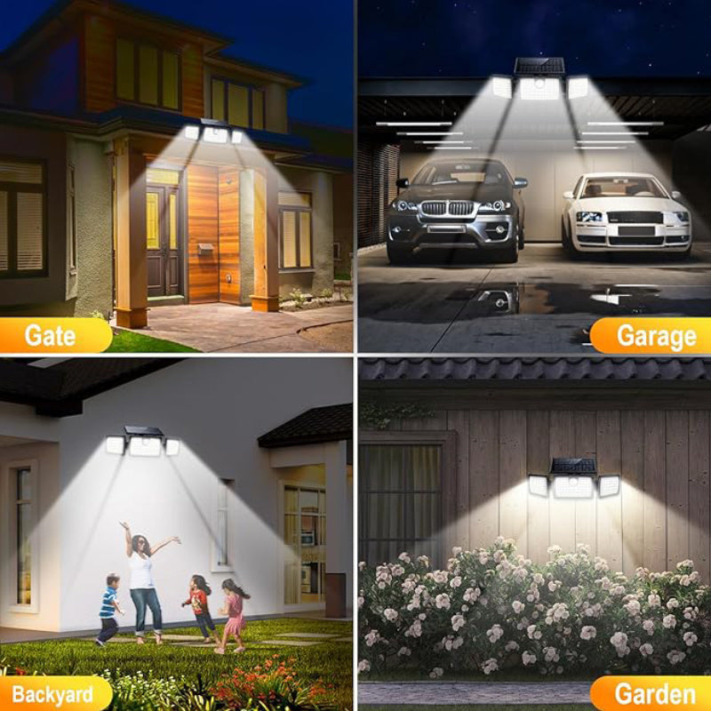 Luz solar LED con sensor de movimiento 2 piezas | Para jardín, patio, garaje y seguridad exterior