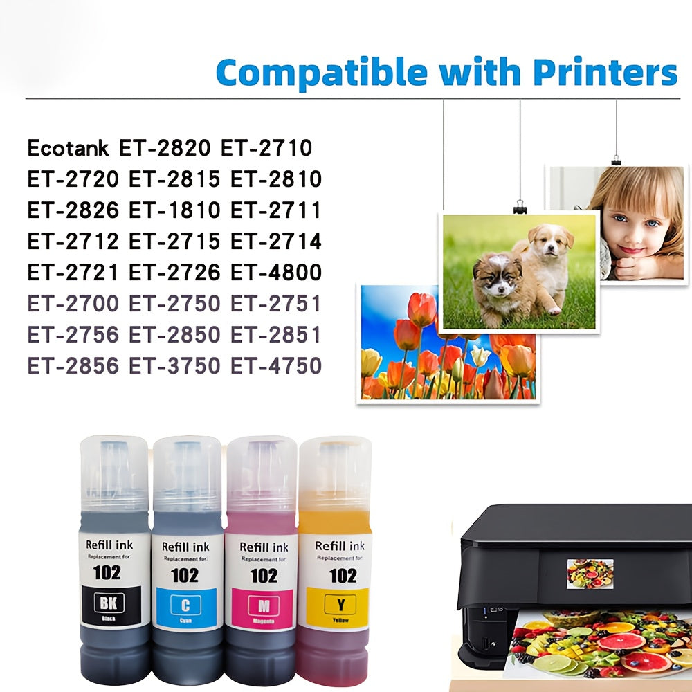 Cartuchos de tinta | Recambio de Tinta E102 E104 Compatible para Epson EcoTank ET-2820, ET-1810, ET-2711, ET-2712, ET-2715, ET-2721, ET-2726