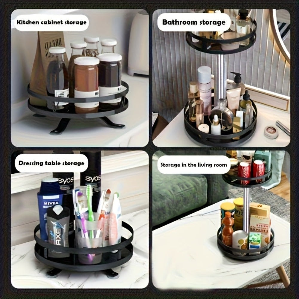 Organizador de Cocina Giratorio 360 Grados - Estante Metálico para Especias con Contenedores de Almacenamiento para Condimentos, Aceites y Vinagre - Opciones de Doble/Triple Capa