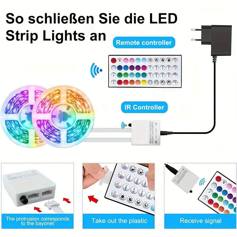 Tira LED | Tiras de luces LED inteligentes de 10M/15M/20M/30M con control remoto de 44 teclas, sincronización de música RGB y cambio de color, 20