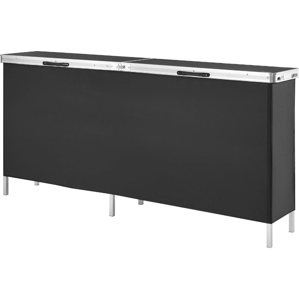 VEVOR Mesa Podio Portátil para Ferias, 77.95" x 15.16" x 34.65", Soporte de Exhibición para Mostrador de Ferias con Pared, Mesa Podio Plegable para Promociones y Ventas Minoristas con Estante de Almacenamiento y Bolsa de Transporte
