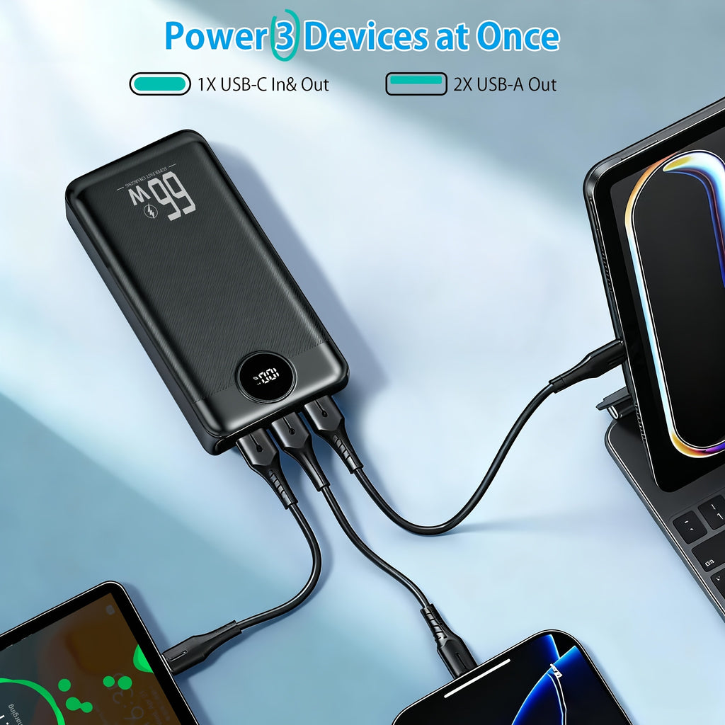 Batería externa | Banco de energía de 50000 mAh, cargador portátil de gran capacidad con carga rápida de 66 W, USB-C/USB-A, compatible con iOS y