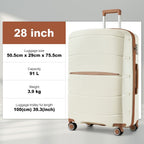1/3 piezas de 20 pulgadas, 24 pulgadas y 28 pulgadas, maleta KONO, carrito, estuche de viaje - polipropileno, ligero, carcasa dura, 4 ruedas giratorias dobles y cerradura TSA