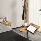 Escritorio Ajustable para Laptop, 60 X 34.5 X 58-90 Cm, Mesa Plegable para Cama, Mesa de Sofá con Ruedas, Soporte Elevable para Laptop Giratorio 360 Grados, Escritorio de Madera para Sofá y Laptop