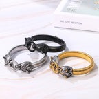 Pulsera Elástica Vikinga Loba: Amuleto Nórdico para Hombre con Cabezal de Loba Gótico Vintage Hip-Hop en Diseño de Brazalete de Acero Inoxidable