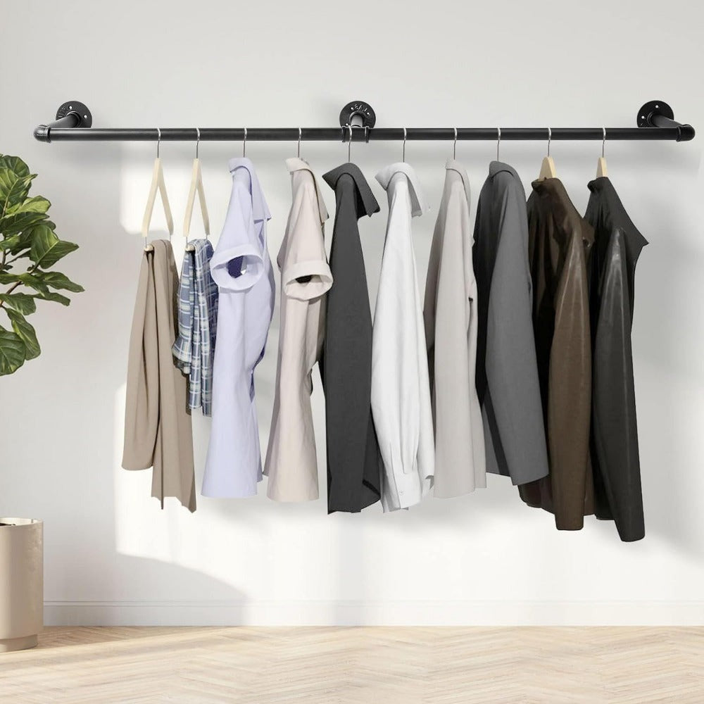 Perchero tubular de pared de estilo industrial, extraíble para sala de estar, dormitorio, vestíbulo, baño,