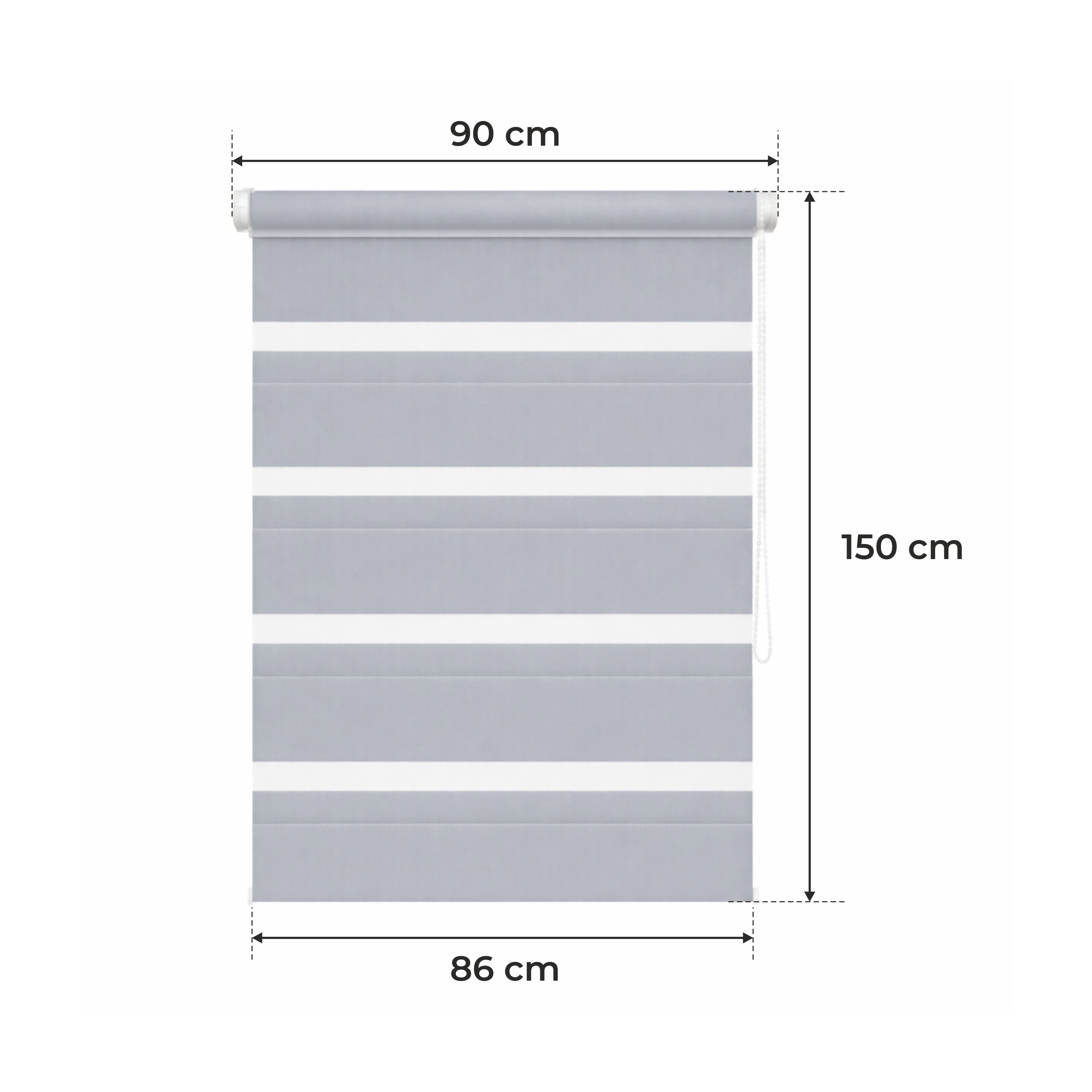 Persiana Día y Noche - Gris Claro - 32 Tamaños - BOJANEK Día y Noche - Instalación No Invasiva, Sin Necesidad de Taladrar, Ajuste por Cadena, Soportes Ajustables para Diferentes Grosos de Ventanas, Diseño Moderno, Protección de Luz y Privacidad, Perfecta