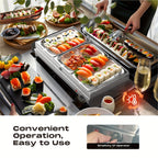 SUPERLEX Servidor Eléctrico de Bufé con Calentador de Comida, que Cuenta con Tres Ollas de 1.5L, un Diseño Espacioso de Acero Inoxidable, una Placa Caliente con Tapas Desmontables, Ajustes de Temperatura Ajustables y un Bandeja de Calentamiento Portátil p