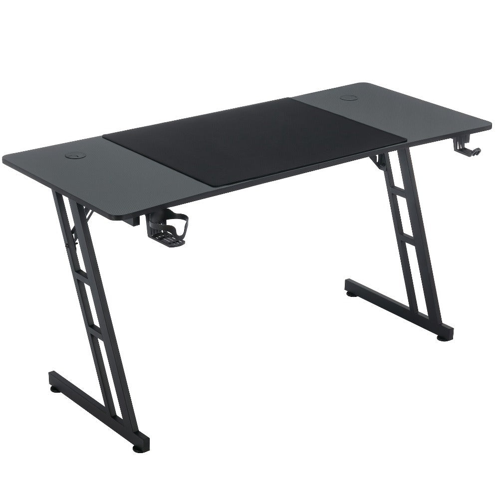 Mesa Gaming Mesa Gaming Escritorio Negro Tapa de Fibra de Carbono Mesa de Ordenador Gamer Mesa de PC Ergonómica con Agujero para Cables