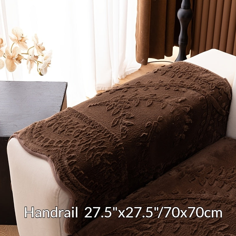1pc Funda de Sofá con Estampado de Leopardo - Piel Sintética Gruesa y Cálida, Protector Antideslizante para Mascotas con Borde Decorativo en Hojas, Apto para Sofás de 1-4 Plazas y Seccionales, Lavable a Máquina para Sala, Dormitorio u Oficina, Diseño Jacq