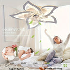 Ventilador de techo con iluminación moderna Led silencioso con control remoto y temporizador, diseño en forma de flor, lámpara de techo para dormitorio