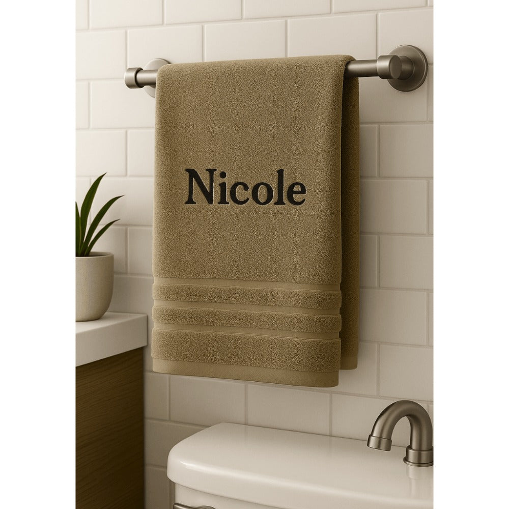 Toalla de baño personalizada con nombre, hermosamente bordado, toalla personalizada con nombre, toalla de baño