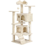 Costoffs Poste para Rascar de Gatos de 138 cm, Árbol Resistente con Pelota de Juego y Cueva para Gatos, Torre de Rascado y Escalada para Gatos, Casa para Gatos