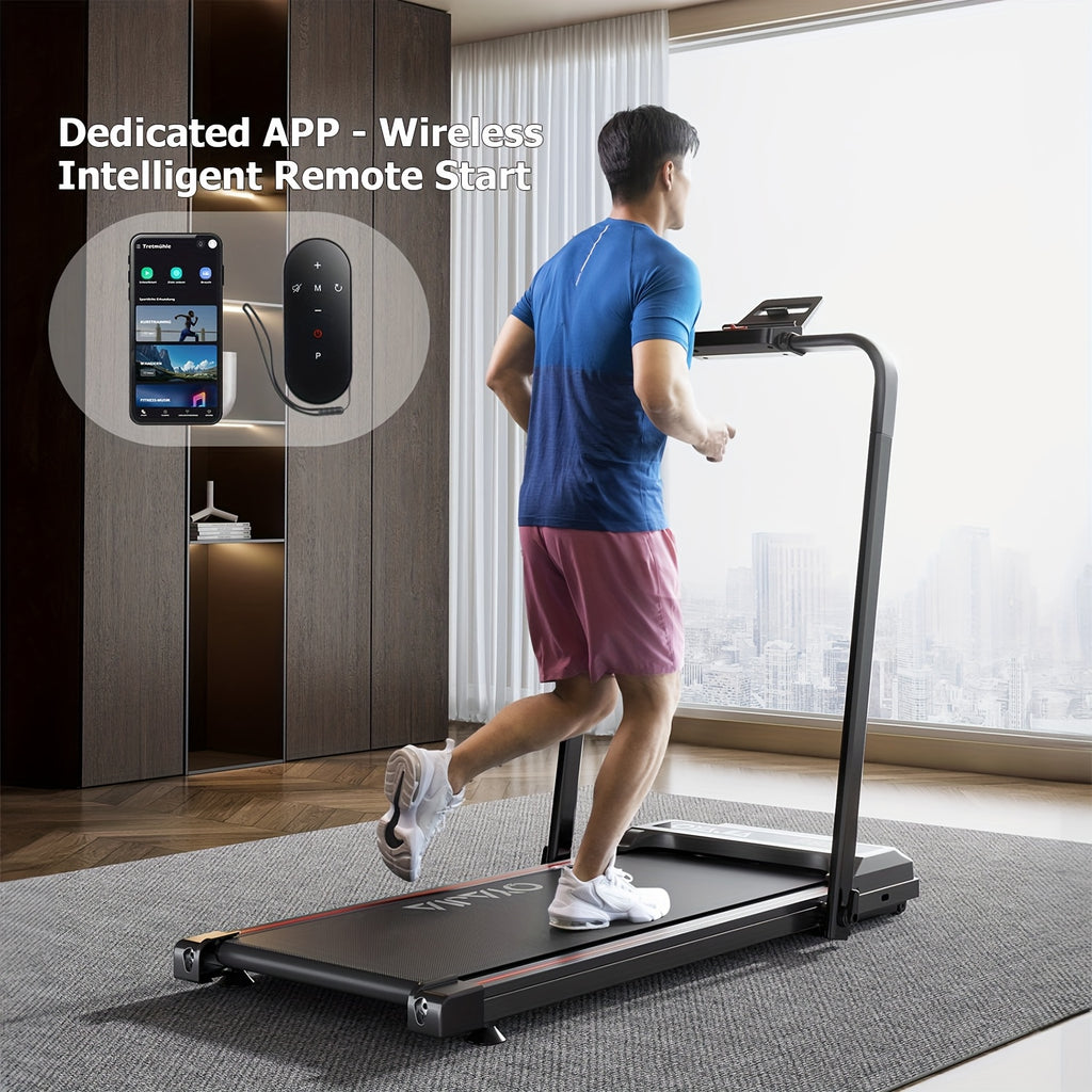 2 En 1 Alfombra de Caminata Plegable para Máquina de Caminata Eléctrica Doméstica con Control Remoto y Pantalla LCD, Alfombra de Caminata Compacta 1-6 KMH, Alfombra de Caminata Plegable para Entrenamiento en la Oficina en Casa, Sin Batería