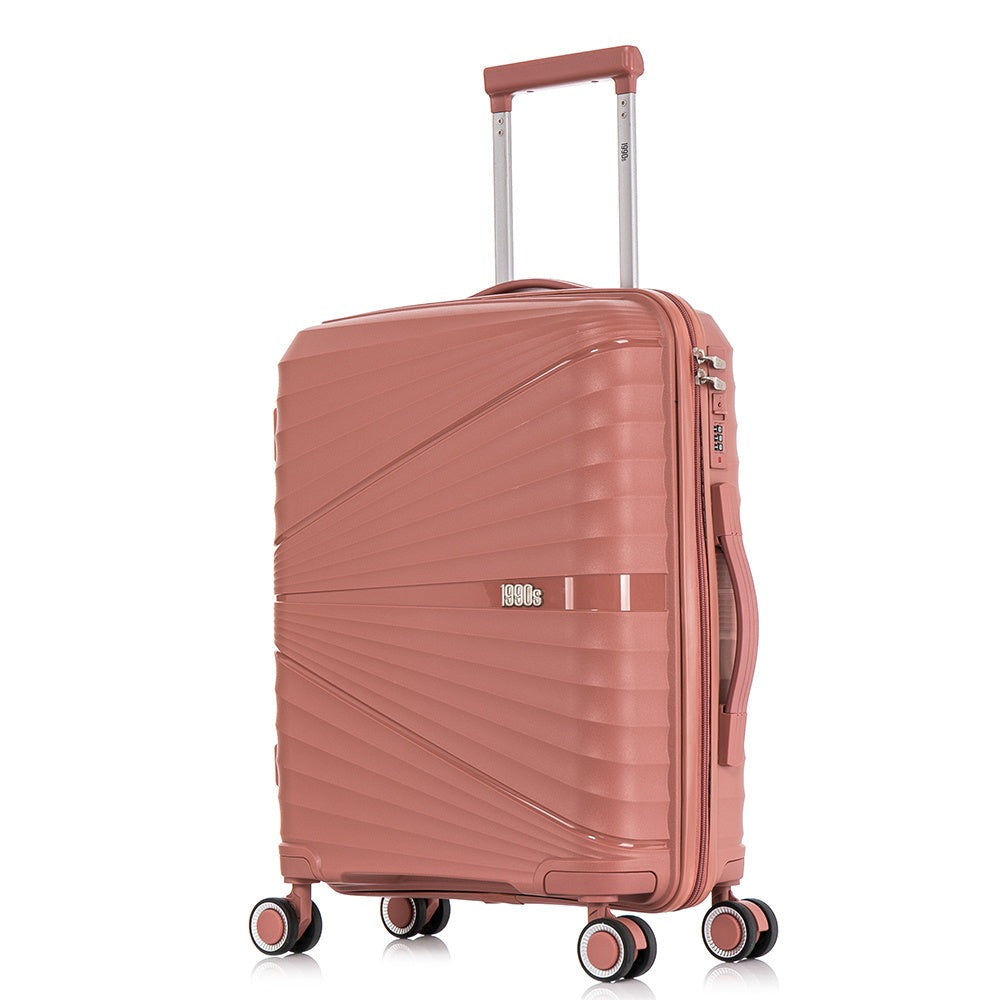 Maleta de cabina de 55x39x21.5cm (46L) de polipropileno - Candado incrustado - 20 pulgadas - RK06 Choco Azul Marino