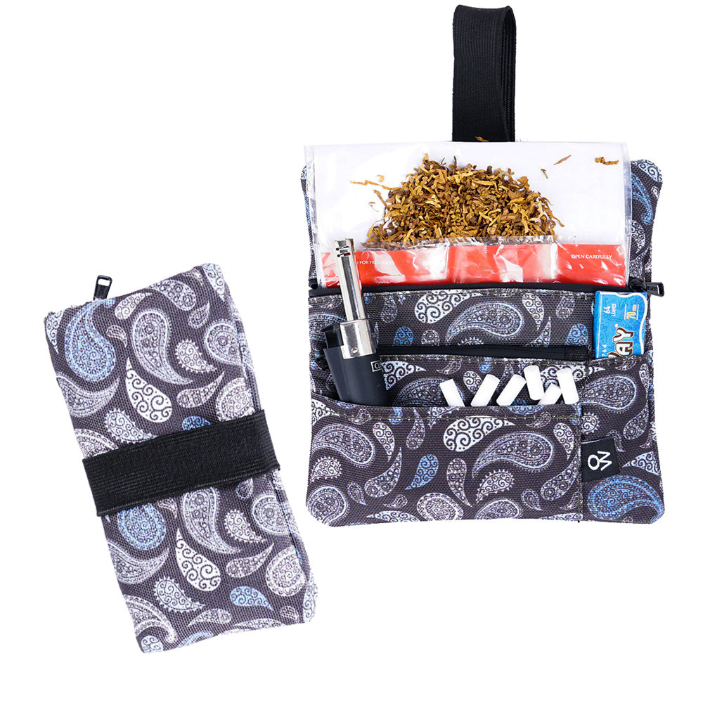 Pitillera tabaco de liar hombre y mujer tabaquera de cigarillos de PU y tela material hidrófugo forro impermeable con asa de mano