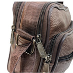 MEJORADA DL-71 Bolso de hombro de cuero genuino para hombre, bandolera horizontal de piel auténtica multibolsillo para hombre