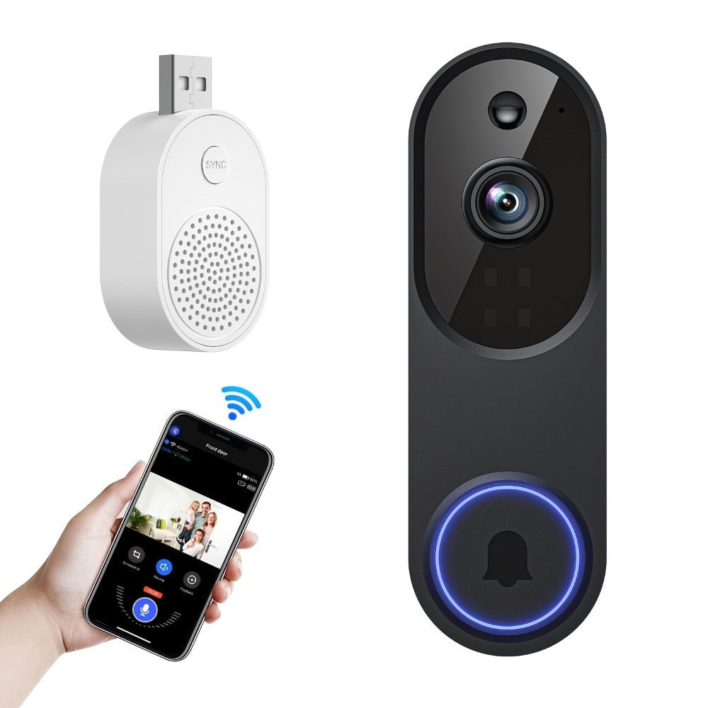 Cámara de videoportero de seguridad para el hogar inalámbrica 2K (con receptor de interior) que funciona únicamente con WiFi de 2.4G, incorpora un sistema de detección humana con IA, monitoreo en vivo, visión nocturna, comunicación bidireccional, batería