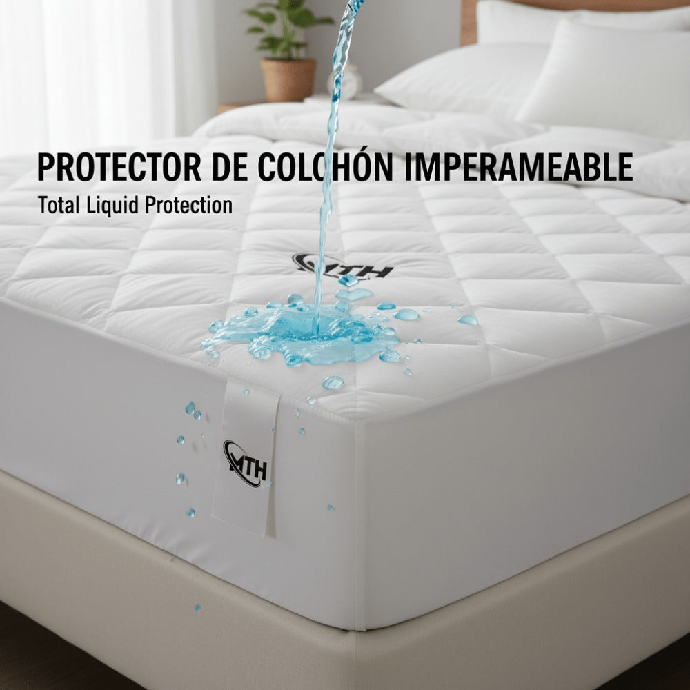 Protector de colchón acolchado impermeable, transpirable y suave - Funda elástica de colchón con bolsillo profundo de 30 cm para protección de la superficie cómoda