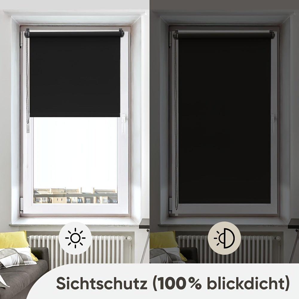 Persiana Blackout Sekey sin perforaciones, fijación con abrazadera, 55 cm de ancho, persiana lateral, protección contra el calor, pantalla de privacidad y protección solar, montaje en pared, montaje en techo, persiana con abrazadera para ventanas y puerta