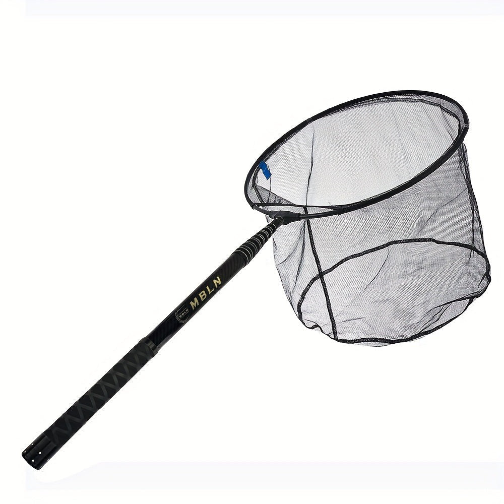 Marca MBLN, Red de enmalle de fibra de carbono, longitud plegada 58 cm, extendida hasta 385 cm, diámetro de la red 45 cm, 2 capas de tela de carbono + 2 capas de tela epoxi, equipo de pesca | Red de fibra de carbono | Red de pesca duradera, red de pesca