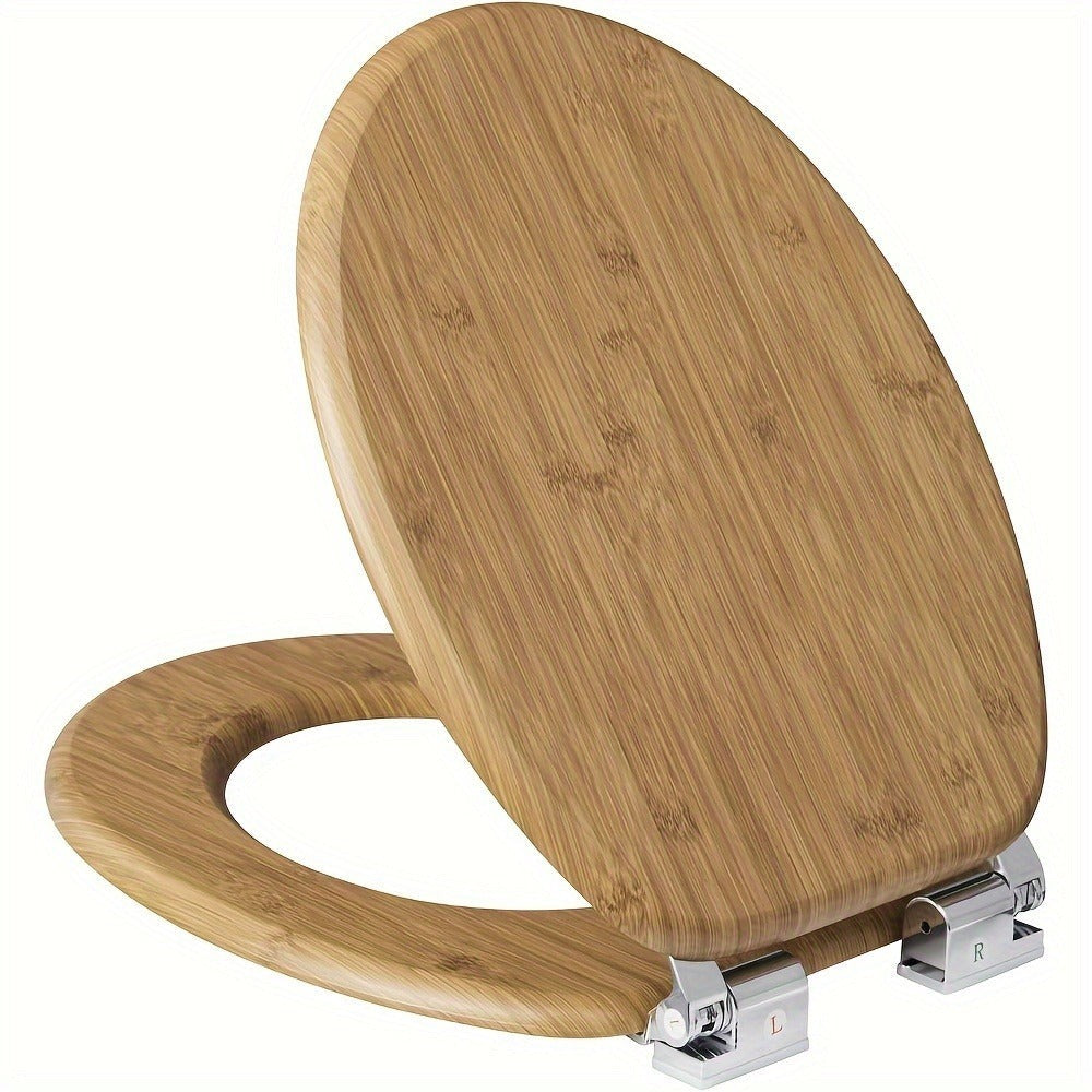 1 unidad de tapa de inodoro de madera con cierre suave, asiento de inodoro, fácil de limpiar, fácil de instalar, MDF, capacidad de carga de 175 kg, forma de O, nota: la color real es más oscuro que la imagen