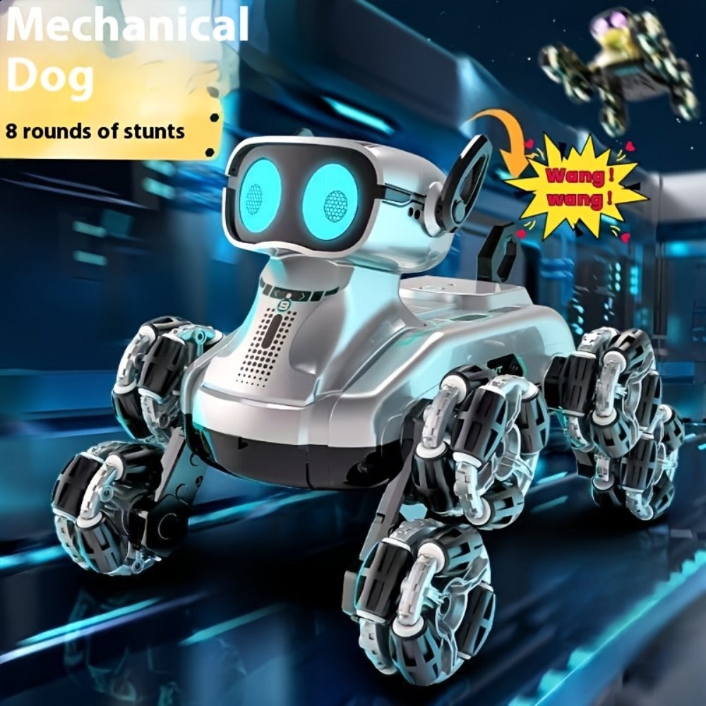 Robot Perro Espacial Mecánico más Nuevo de 2025 con Control Remoto y Tracción en 8 Ruedas, Apto para Fiestas, Espectáculos de Acrobacias - Juguete de Robot de Plástico Duradero, Mascota Electrónica para Juego al Aire Libre, Construcción Robusta, Acrobacia