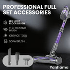 Yanhama Aspiradora Inalámbrica Recargable de 780W y 80Kpa, Nueva Versión, Ideal para Limpieza Profunda de Hogares, Automóviles y Oficinas, con Aspiración Potente, 8 en 1 Vertical con Faros LED, Perfecta para la Limpieza de Primavera