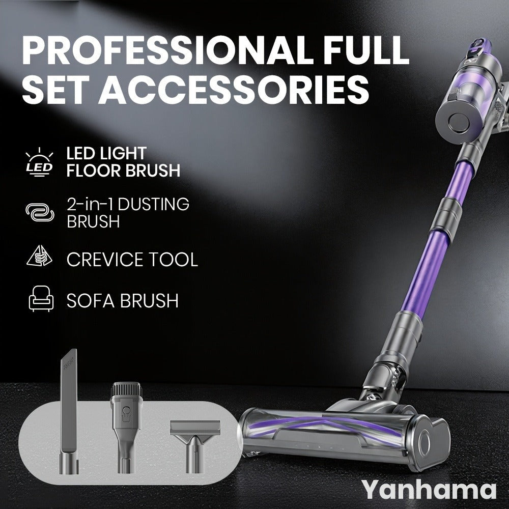 Yanhama Aspiradora Inalámbrica Recargable de 780W y 80Kpa, Nueva Versión, Ideal para Limpieza Profunda de Hogares, Automóviles y Oficinas, con Aspiración Potente, 8 en 1 Vertical con Faros LED, Perfecta para la Limpieza de Primavera