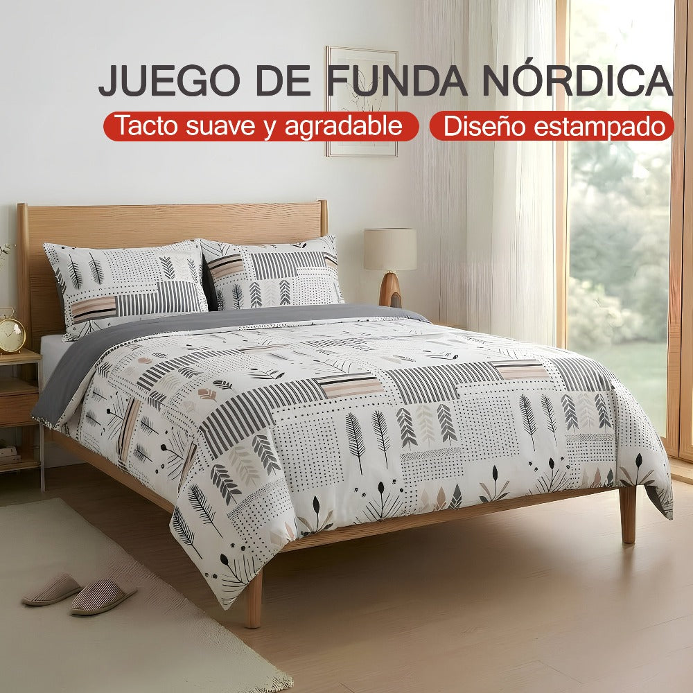 H HANSEL HOME Juego de Funda Nórdica Microfibra Transpirable – Set de Ropa de Cama con Funda de Edredón y Fundas de Almohada – Conjunto 2/3 Piezas para Dormitorio