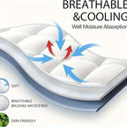 Cubrecolchón de 10 cm de calidad premium 1000 GSM, ultra suave, transpirable y cómodo para todas las estaciones, fácil de cuidar, lavable a máquina, con fuertes bandas elásticas, relleno de microfibra suave y cubierta 100% de microfibra, transpirable
