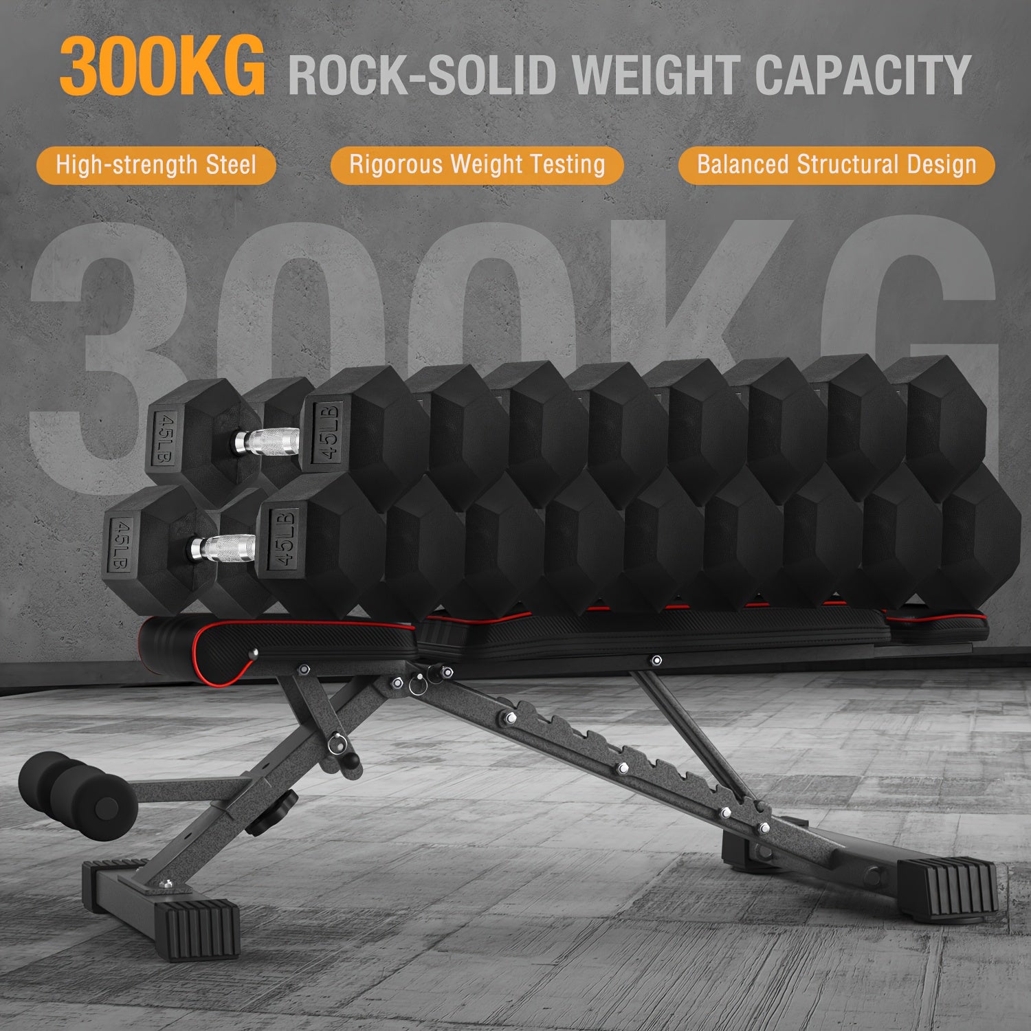 Banco de Pesas Plegable y Ajustable de 299.37KG - Construcción de Hierro Comercial, Respaldo de 10 Posiciones y 3 Alturas de Asiento, Banco de Gimnasio para el Hogar que Ahorra Espacio con Acolchado Grueso para Entrenamiento de Fuerza y Cardio